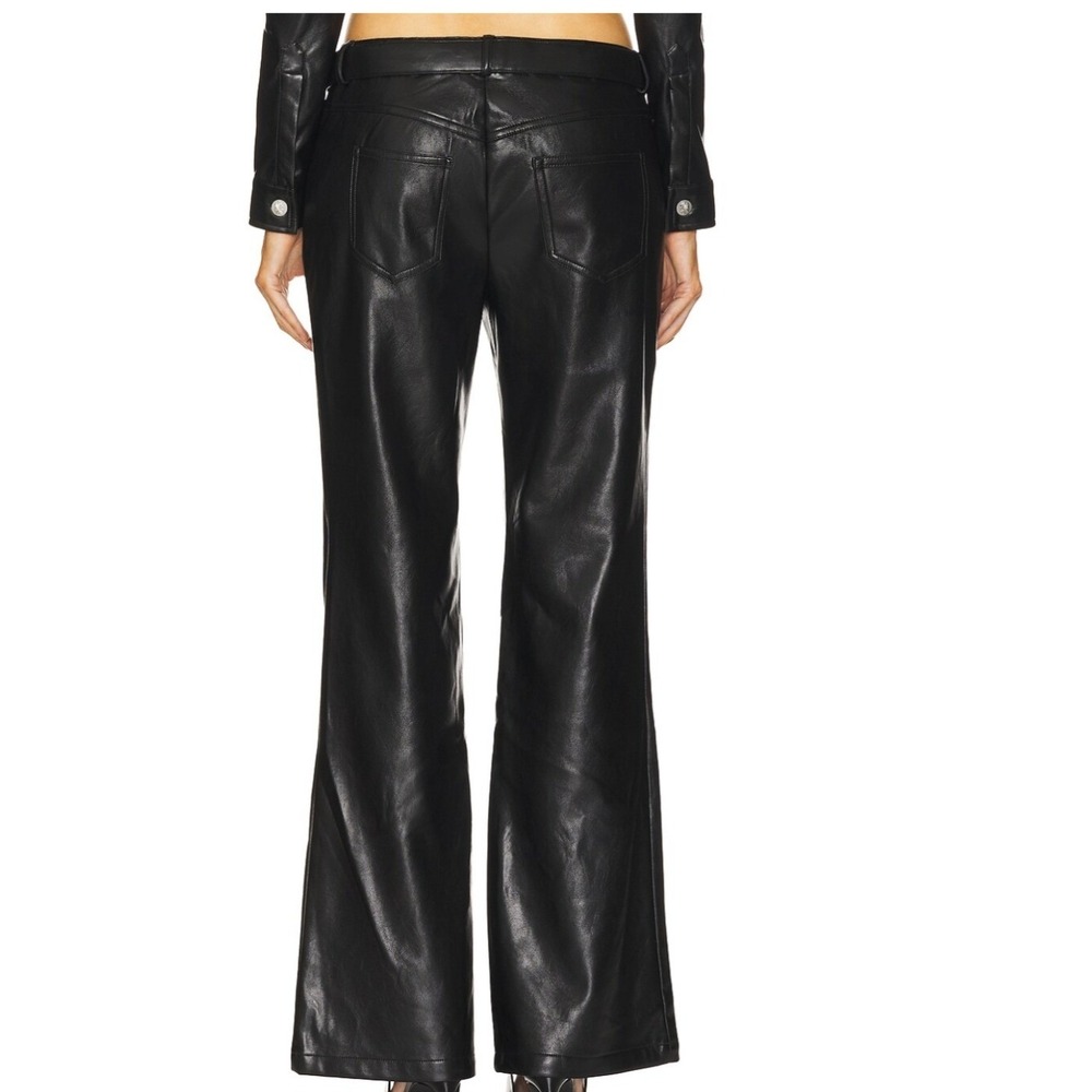 LOBA Sagrada Low Rise Pants Revolve Black Faux Leather Heart Belt Bootcut M NEW - Picture 3 of 13